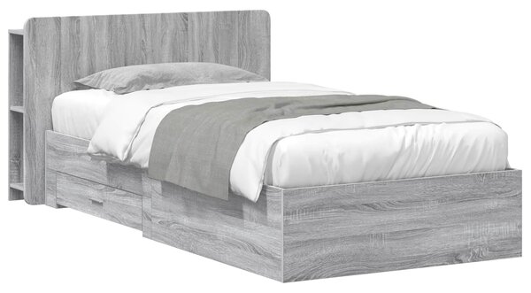 Okvir kreveta s pohranom s uzglavljem Siva Sonoma 75 x 190 cm - Siva / 75 x 190 cm