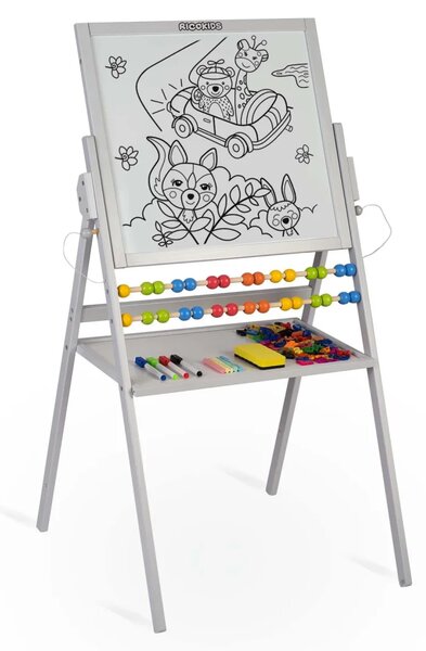 Ricokids magnetska rotirajuća ploča za pisanje kredom - siva