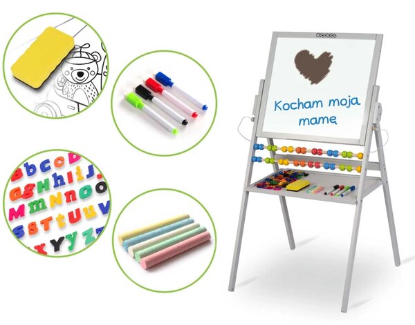 Ricokids magnetska rotirajuća ploča za pisanje kredom - siva
