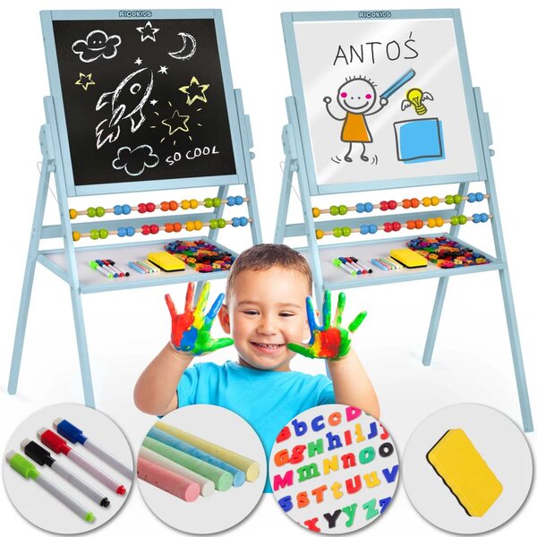 Ricokids magnetska rotirajuća ploča za pisanje kredom - plava