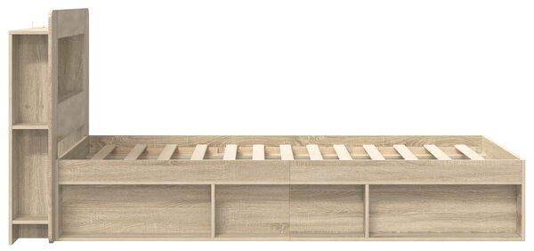 Okvir kreveta s pohranom s uzglavljem Hrast sonoma 75 x 190 cm - Smeđa / 75 x 190 cm
