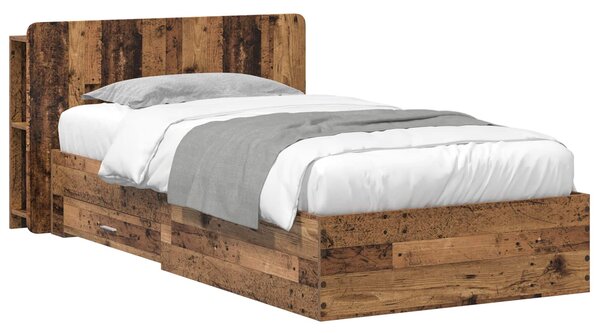 Okvir kreveta s pohranom s uzglavljem Staro drvo 80 x 200 cm - Smeđa / 80 x 200 cm
