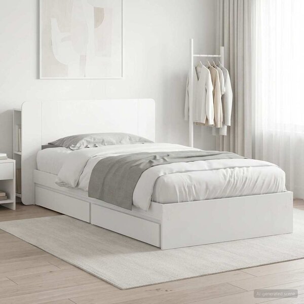 Okvir kreveta s pohranom Bijela 75 x 190 cm Konstruirano drvo - Bijela / 75 x 190 cm