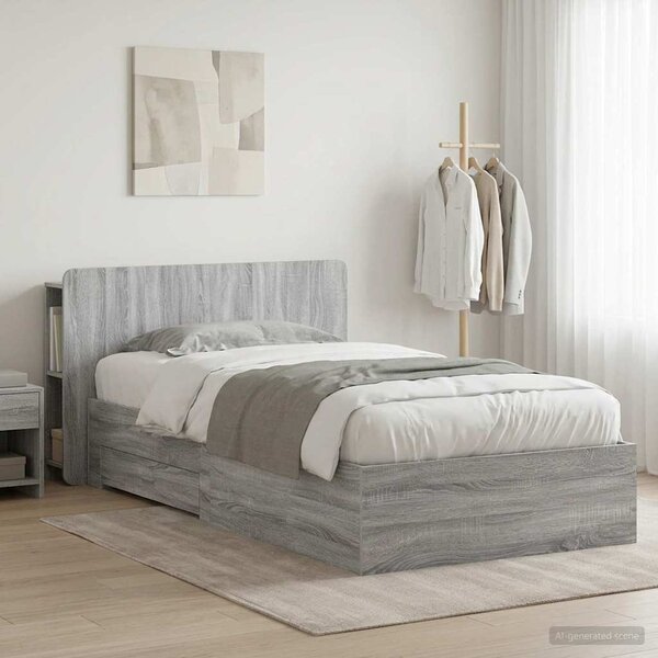 Okvir kreveta s pohranom s uzglavljem Siva Sonoma 80 x 200 cm - Siva / 80 x 200 cm