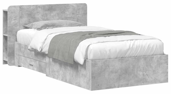 Okvir kreveta s pohranom s uzglavljem Betonska siva 75 x 190 cm - Siva / 75 x 190 cm