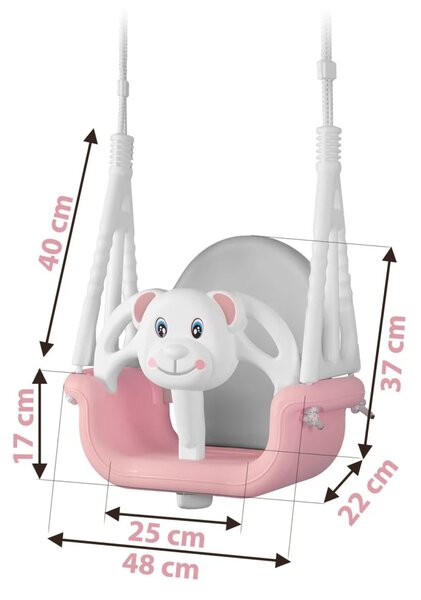 Ricokids ljuljačka s medvjedićem 3 u 1, roza
