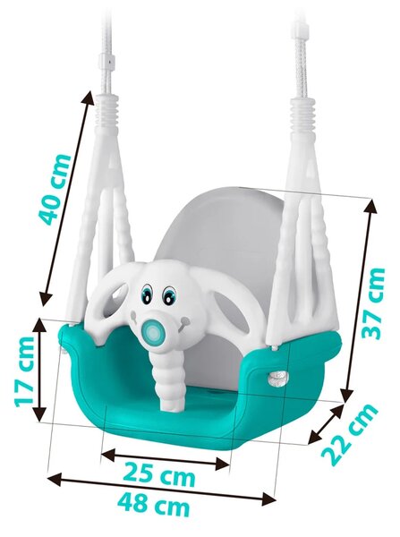 Ljuljačka s kantom Ricokids 3 u 1 slon, tirkizna