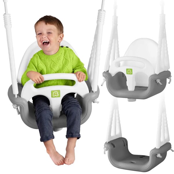 Ricokids ljuljačka s kantom 3 u 1, siva i bijela