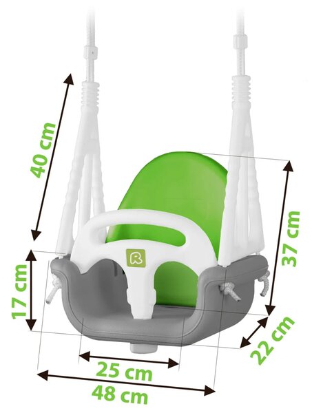 Ljuljačka s kantom Ricokids 3 u 1 slon, siva i zelena