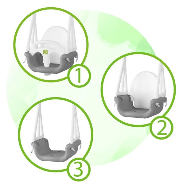 Ricokids ljuljačka s kantom 3 u 1, siva i bijela