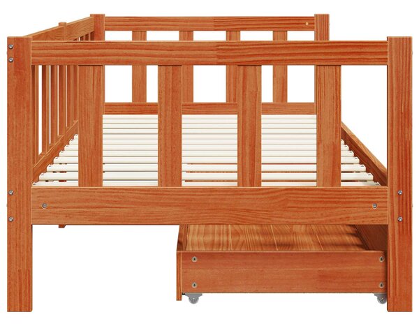 Krevet na dan s uzglavljem 3 pcs Vosak smeđa Čvrsto borovo drvo - Smeđa / 90 x 190 cm