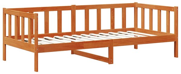 Krevet na dan s uzglavljem 3 pcs Vosak smeđa Čvrsto borovo drvo - Smeđa / 90 x 190 cm