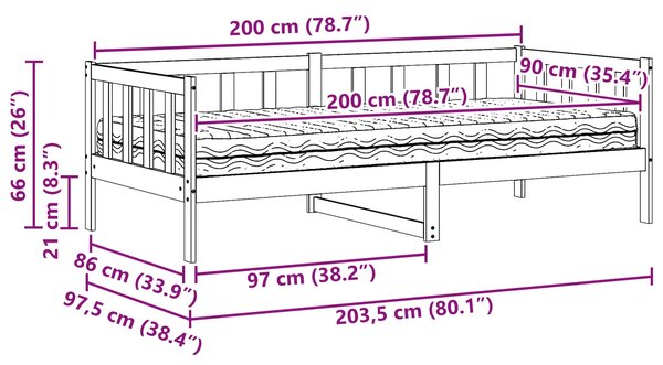 Dnevni krevet s madracem Vosak smeđa i bijela 90 x 200 cm - Smeđa / 90 x 200 cm