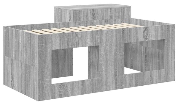 Krevet za djecu s visokim okvirom i stolom Siva Sonoma - Siva / 75 x 190 cm
