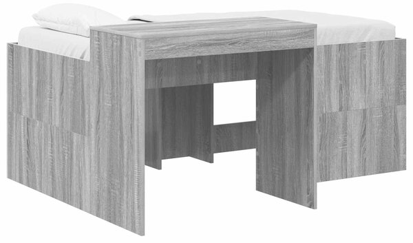 Krevet za djecu s visokim okvirom i stolom Siva Sonoma - Siva / 75 x 190 cm