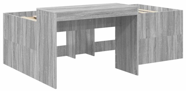 Krevet za djecu s visokim okvirom i stolom Siva Sonoma - Siva / 75 x 190 cm