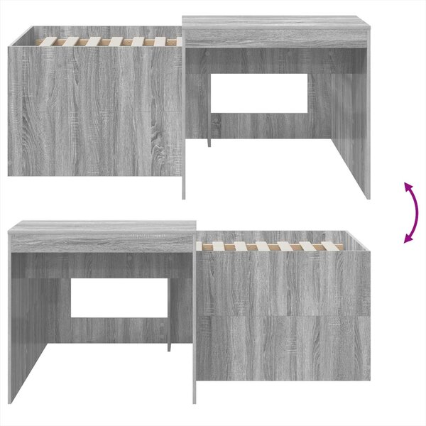 Krevet za djecu s visokim okvirom i stolom Siva Sonoma - Siva / 75 x 190 cm