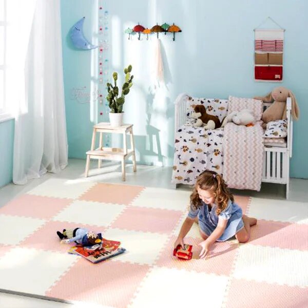 Ricokids velika pjenasta podloga za slaganje 60x60 cm 4 komada boje breskve i bijele