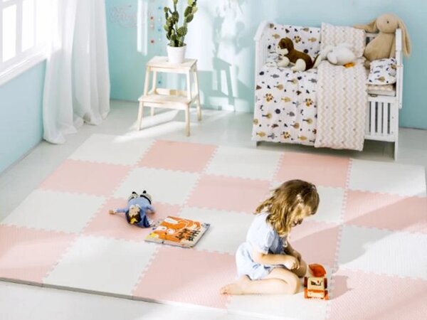 Ricokids velika pjenasta podloga za slaganje 60x60 cm 4 komada boje breskve i bijele