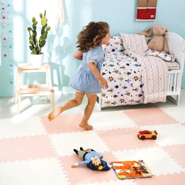 Ricokids velika pjenasta podloga za slaganje 60x60 cm 4 komada boje breskve i bijele