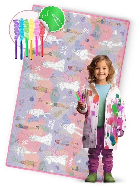 Ricokids RK-343 pjenasta podloga za bojanje, rolana, 200 x 120 x 0,3 cm, siva