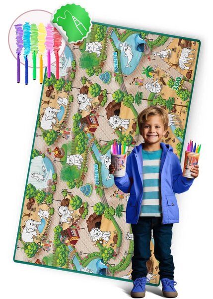 Ricokids RK-343 pjenasta podloga za bojanje, rolana, 200 x 120 x 0,3 cm, zelena