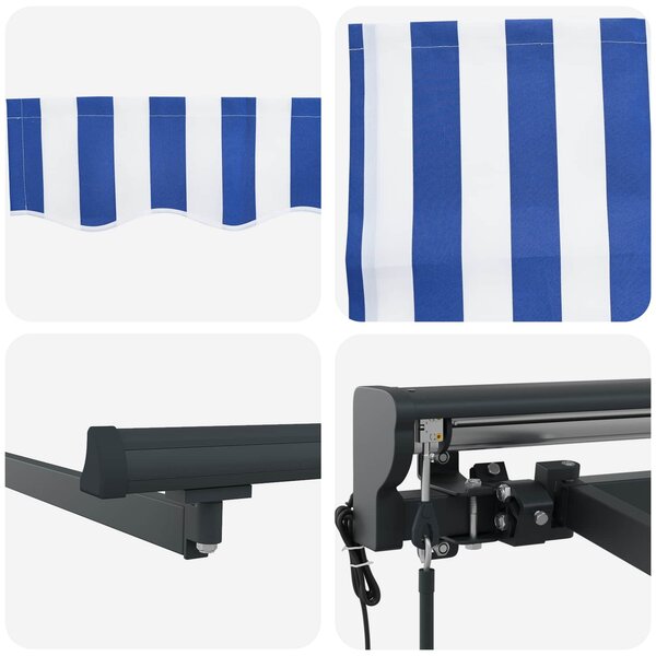 Skrovita tenda Plava i bijela 300 x 250 cm Poliester i aluminij - Plava / 300 x 250 cm