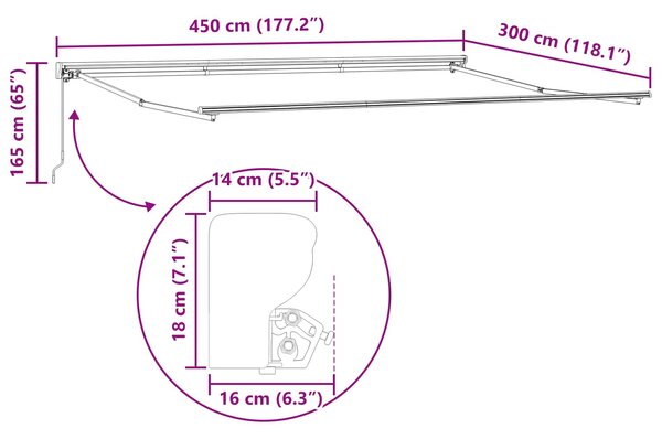 Ručno sklopiva tenda Crvena i bijela 4,5 × 3 m - Bijela / 4,5 × 3 m