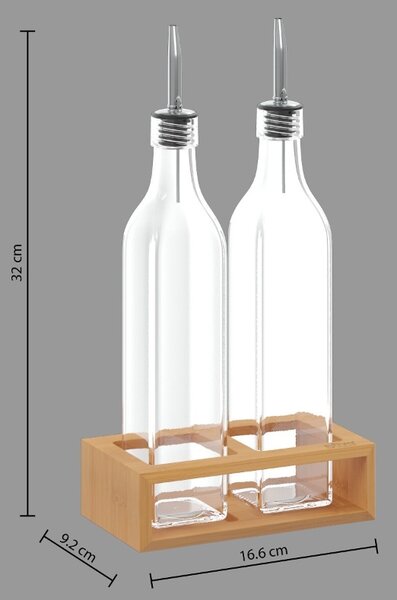 Boce za ulje i ocat u bambusovom postolju GUSTO, 2x 480 ml