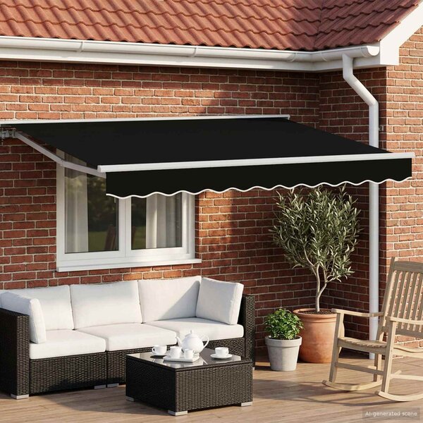 Ručno sklopiva tenda Crna 3 x 2,5 m Poliester s PU premazom - Bijela / 3 x 2,5 m