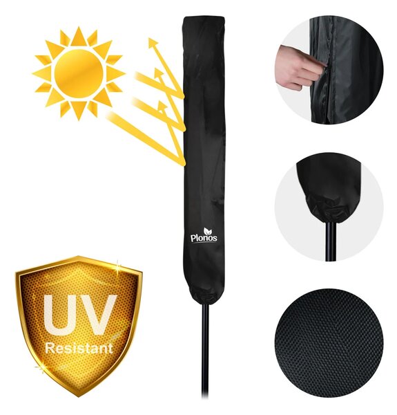 Sklopivi vrtni suncobran, 6 dijelova, 300 cm, s navlakom, Plonos PL-884, siva