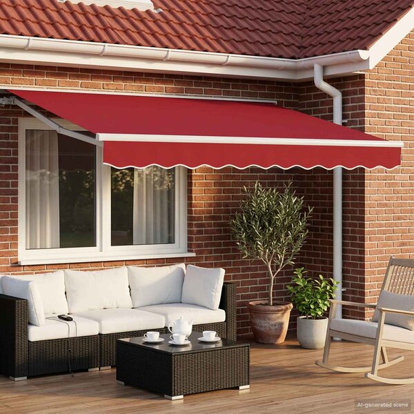 Ručno sklopiva tenda Crvena 3 x 2,5 m Poliester s PU premazom - Bijela / 3 x 2,5 m