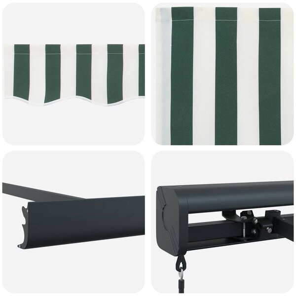 Skrovita tenda Zelena i bijela 4 × 3 m Platno i Aluminij - Zelena / 4 × 3 m