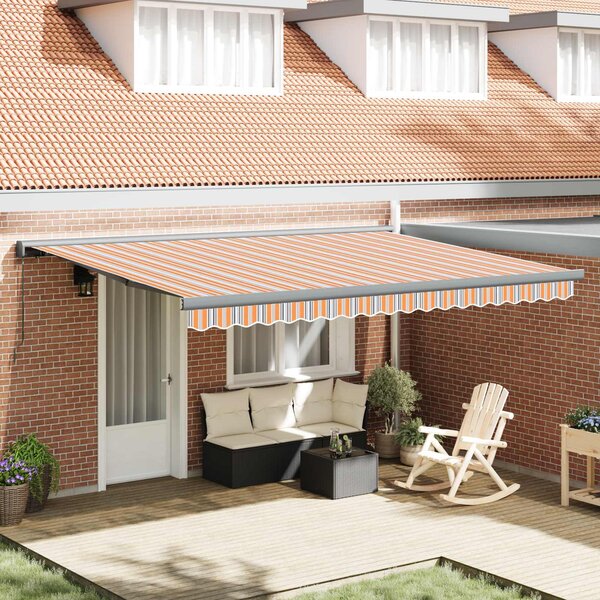 Skrovita tenda Narančasta i Siva 400 × 300 cm Platno i Aluminij - Narančasta / 400 × 300 cm