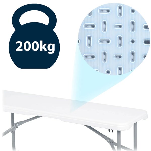 Sklopiva vrtna klupa za ugostiteljstvo 180 cm Plonos bijela