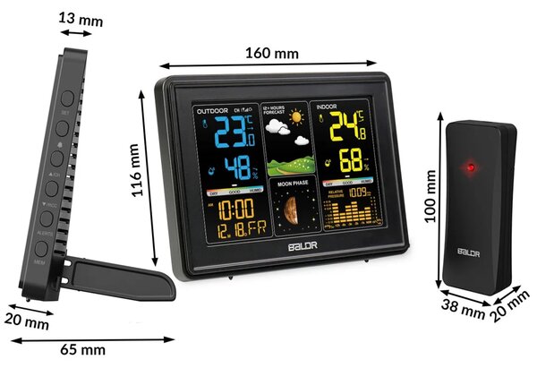 Meteorološka stanica s zaslonom BD-907 crna