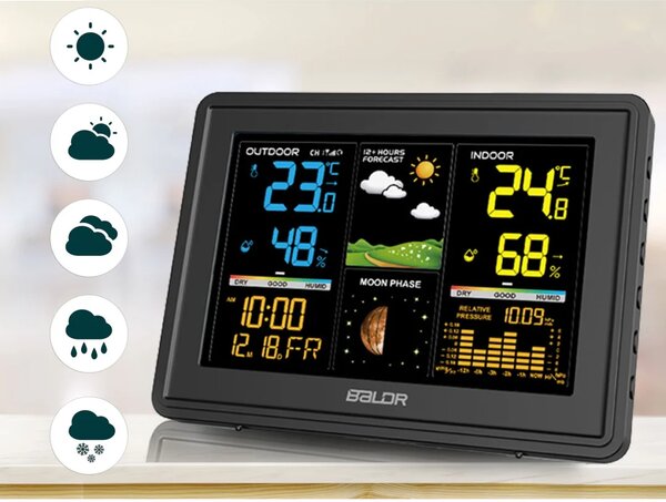 Meteorološka stanica s zaslonom BD-907 crna