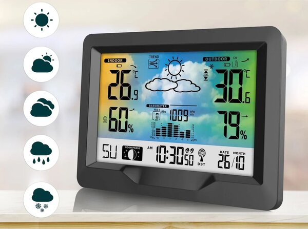 Meteorološka stanica s zaslonom BD-901 crna