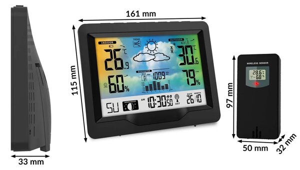 Meteorološka stanica s zaslonom BD-901 crna