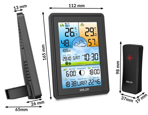 Meteorološka stanica s zaslonom BD-906 crna