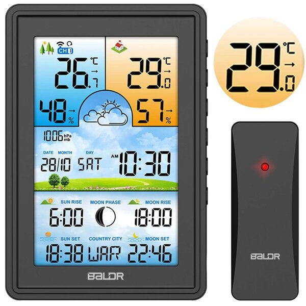 Meteorološka stanica s zaslonom BD-906 crna