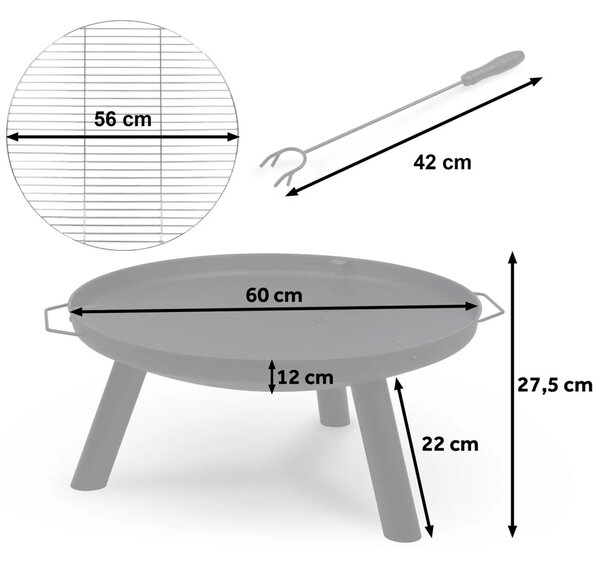 Vrtno ognjište s rešetkom 60 cm Berdsen BD-881