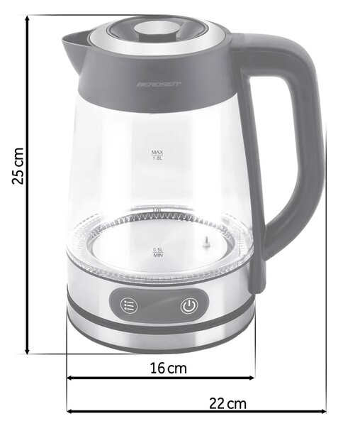 Električni stakleni kuhalo za vodu s regulacijom temperature 1,8 l 2200 W Berdsen BD-715