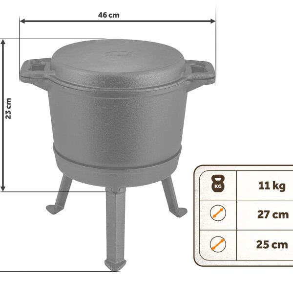 Odvojivi kotao od lijevanog željeza od 8l + roštilj od tave BD-480 348000