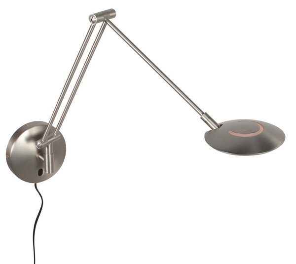 Steinhauer Zidna LED svjetiljka Zenith 2 s rukom, čelik, CCT, metal, utikač, prigušiva, Metalik, Dnevni boravak/blagovaonica, Metal