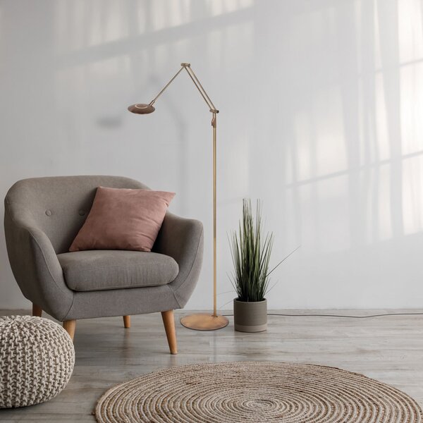 Steinhauer Zenith2 LED podna lampa, 1 svjetlo, bronca, CCT, daljinski upravljač, prigušiva, Bronca / stari mesing, Dnevni boravak/blagovaonica, Metal