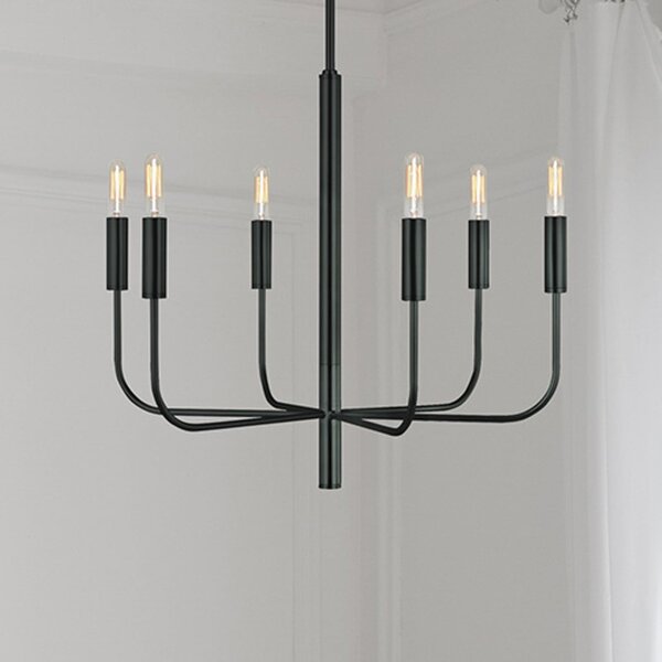 FEISS Luster Brianna, crni, Ø 61 cm, 6 svjetiljki, metal, prigušiva, Crno, Dnevni boravak/blagovaonica, Metal, Objesite s više svjetala