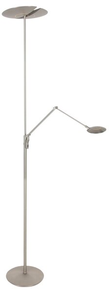 Steinhauer Zenith 2 LED podna lampa, čelik, lampa za čitanje, CCT, daljinski upravljač, prigušiva, Metalik, Dnevni boravak/blagovaonica, Metal, Svjetlo za čitanje