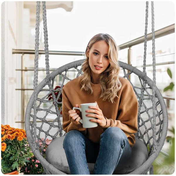 Viseća vrtna ljuljačka BOHO siva + jastuk