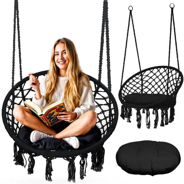 BOHO viseća vrtna ljuljačka, crna (290011)